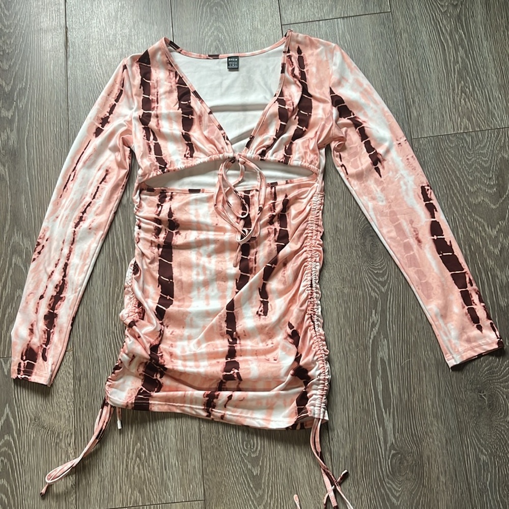 SHEIN Pink and Brown Long Sleeve Dress size Medium